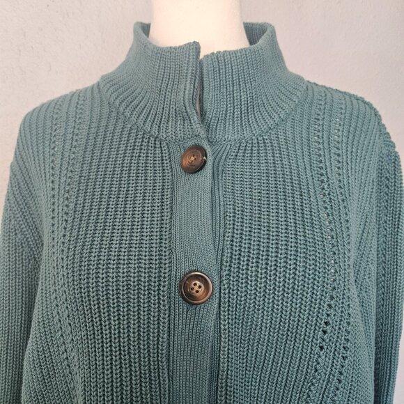 NEW Coldwater Creek Shaker Detail Button Cardigan Women's SZ X-Large Sea Foam - Picture 7 of 14